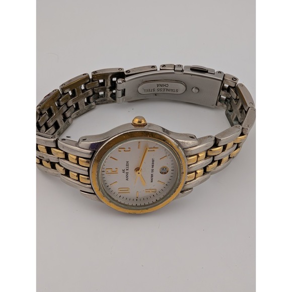 Anne Klein Watch Women 25mm Case Silver & Gold 6.75" Band 10/7449‎ New Battery - Picture 3 of 6